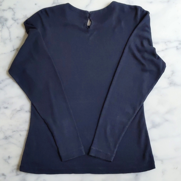 Black Long Sleeve Cotton Top with Lace Front. - Picture 4 of 6